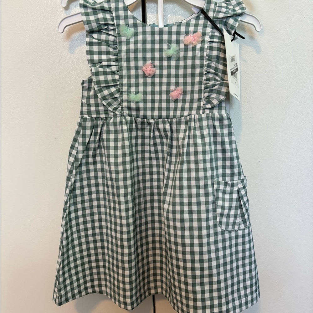 24 Months Deux Nar Deux green and white gingham sundress